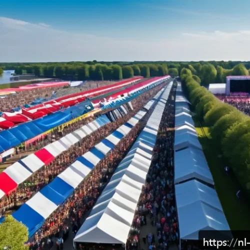 Home 29 이벤트기획과 데이터 분석의 중요성 - A vibrant outdoor music festival scene in the Netherlands, showing diverse attendees wearing casual ...